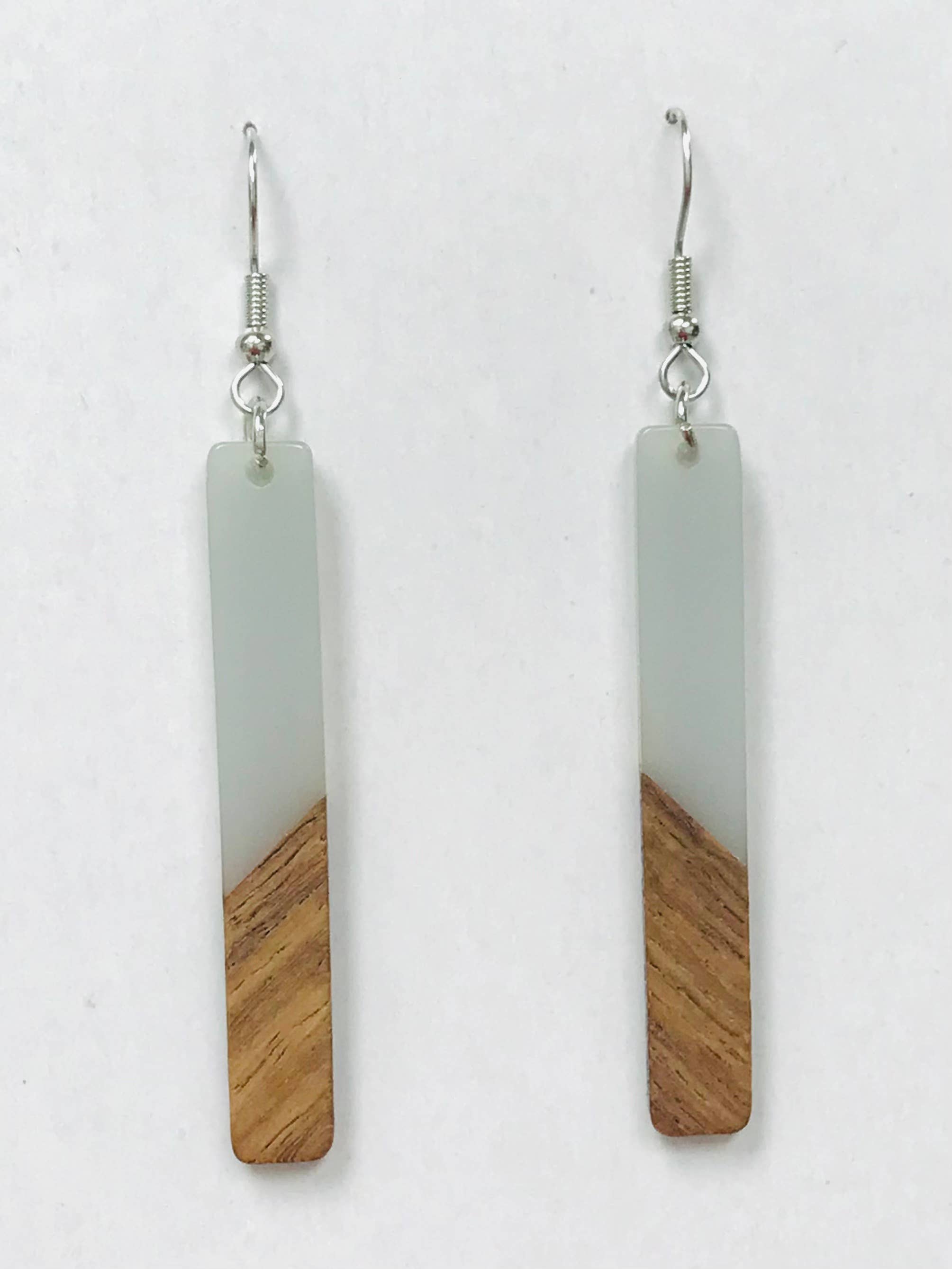 Resin Wood Bar Earrings