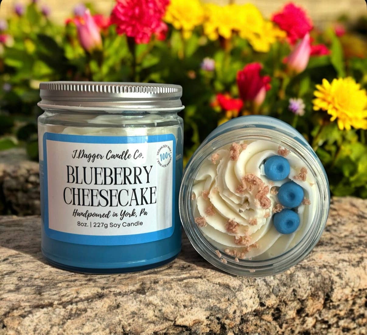 8oz. Blueberry Cheesecake Dessert Soy Candle